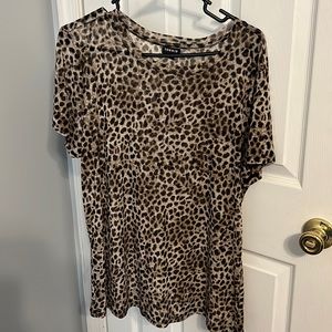 Leopard print mesh T-shirt